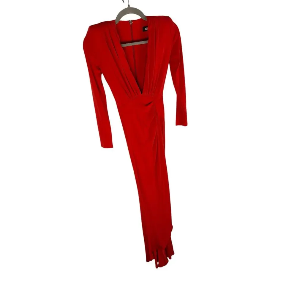 Nookie Farrah Gown Jersey Ruched Long Sleeve Party Formal Evening Prom Holiday S